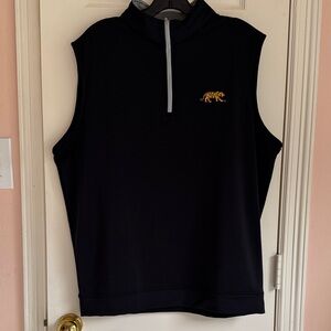 Peter Millar LARGE Black LSU collegiate Quarter-Zip Pullover VEST